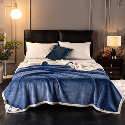 A thick, plain coral fleece blanket in a choice of colours, folded to show its texture.