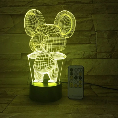 Black koala night light with LED illumination showing multiple colour options including red, green, blue and purple