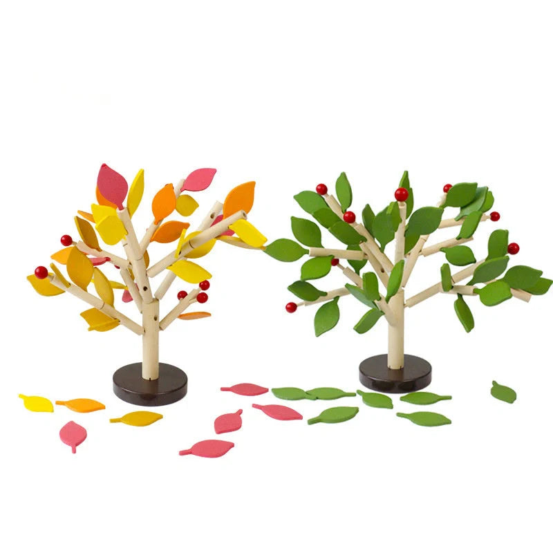 Natural wood DIY leaf tree toy for children's sensory development and creative play