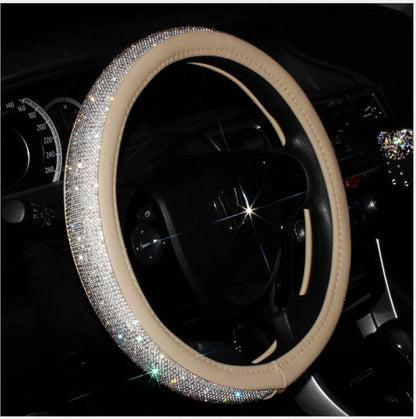 Universal anti-slip PU leather steering wheel handle set in various colours