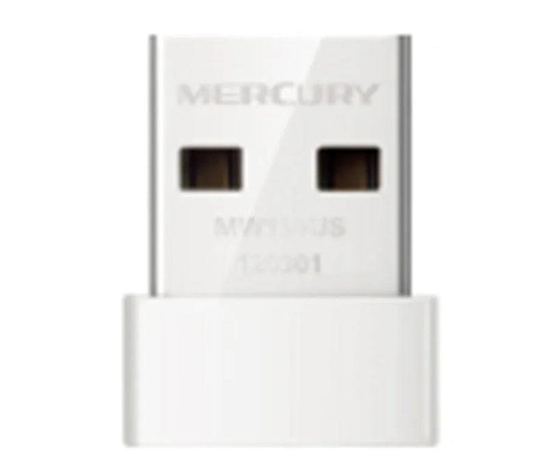Mercury 150M Wireless USB Network Card, USB 2.0 Adapter, 2.4GHz, Up to 150Mbps, 18.9mm × 14.8mm × 6.85mm, White, for Windows XP/Vista/7/8/8.1, Internet TV, IPTV Set-Top Box, HD Player