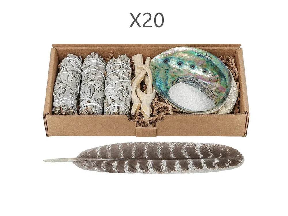 Natural white sage bundle measuring 18cm long with 3.5cm diameter for space purification