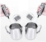 Silver handheld milk frother with 19000RPM speed for coffee and cocktails