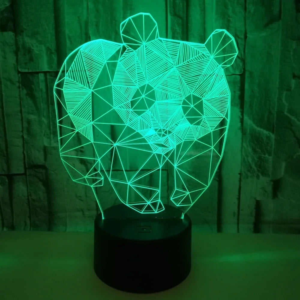 LED stereo night light with black ABS base and acrylic light panel showing multi-colour illumination