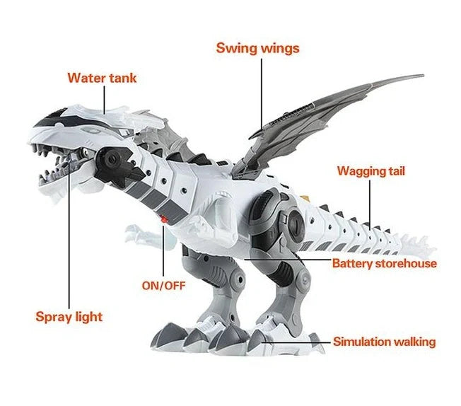 Intelligent Robot Toy Dinosaur with water spray feature in green and white