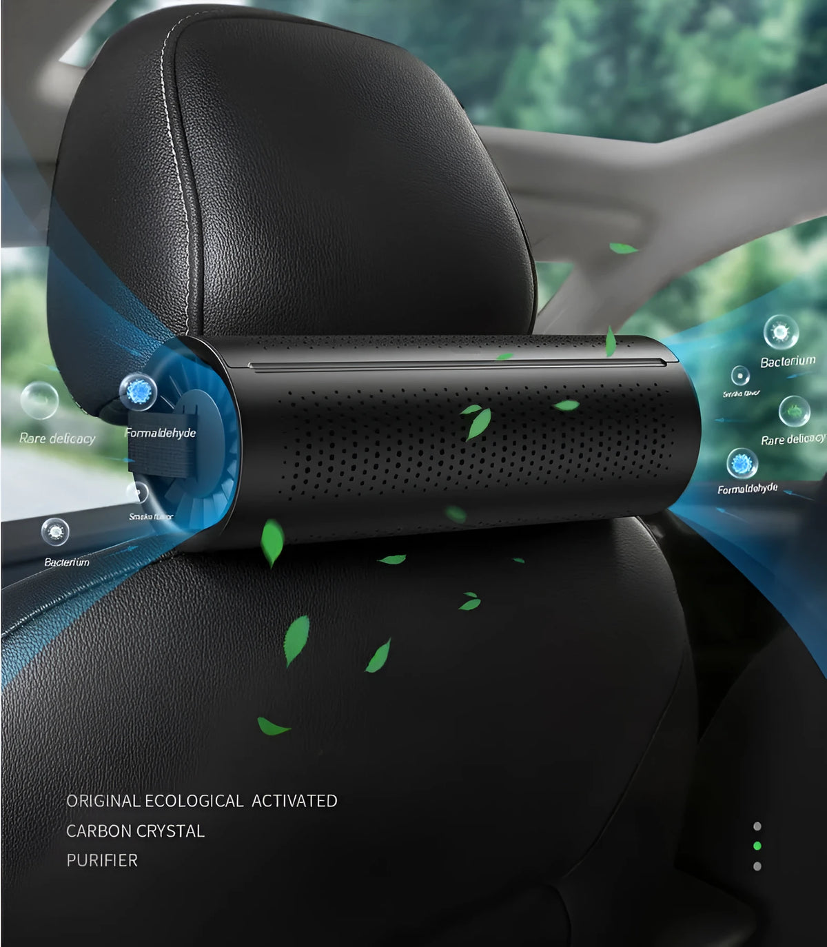 Black BASEUS car air purifier with ABS casing and activated carbon crystal for in-car purification and deodorisation