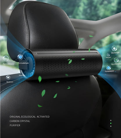 Black BASEUS car air purifier with ABS casing and activated carbon crystal for in-car purification and deodorisation