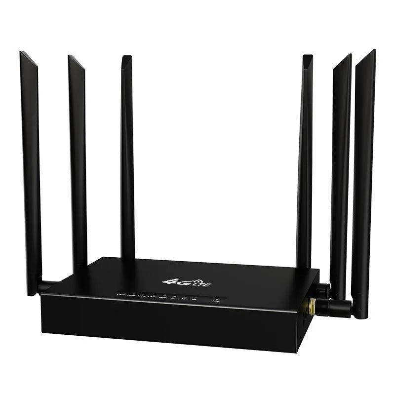 Industrial-grade 4G/3G router iron box design with removable antenna configuration and compact 29.5x25x5cm dimensions providing flexible connectivity options for multiple power supply standards including European and American versions