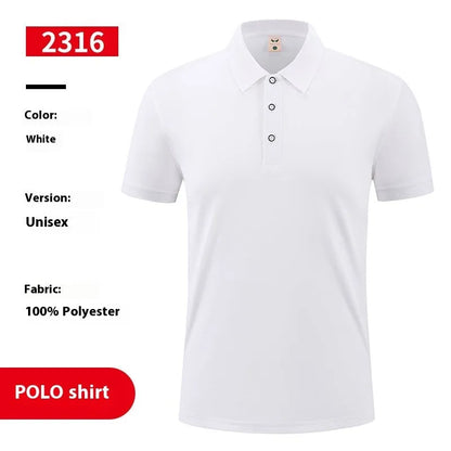 Ice silk polo shirt with advertising logo pattern in multiple colour options including white black red light blue wine red orange
