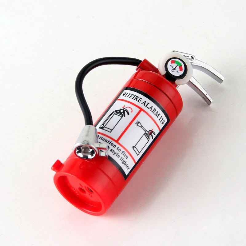 Creative fire extinguisher shaped lighter in red with light, durable alloy construction