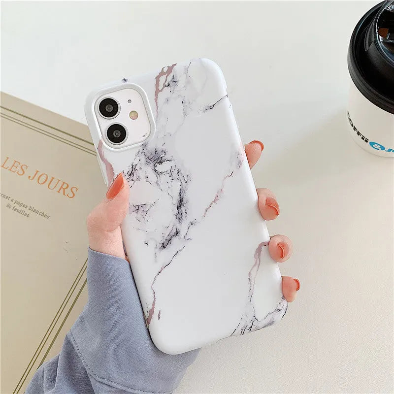 Cartoon marble pattern TPU back cover case for iPhone in various colour options