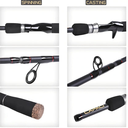 Carbon straight gun handle perch sea fishing rod showing 2.1m to 2.7m length options with multi-section design