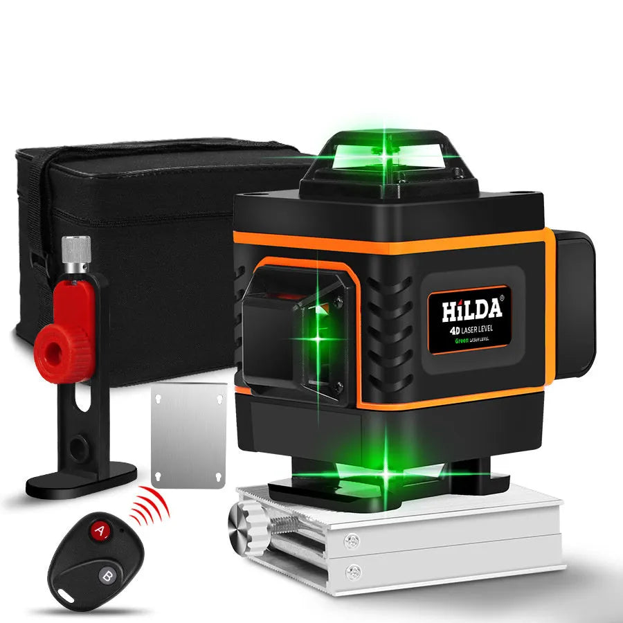 Rotating laser level with orange 16-line display for 5 metre range levelling