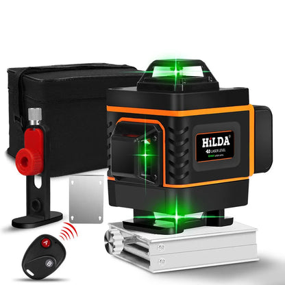 Rotating laser level with orange 16-line display for 5 metre range levelling