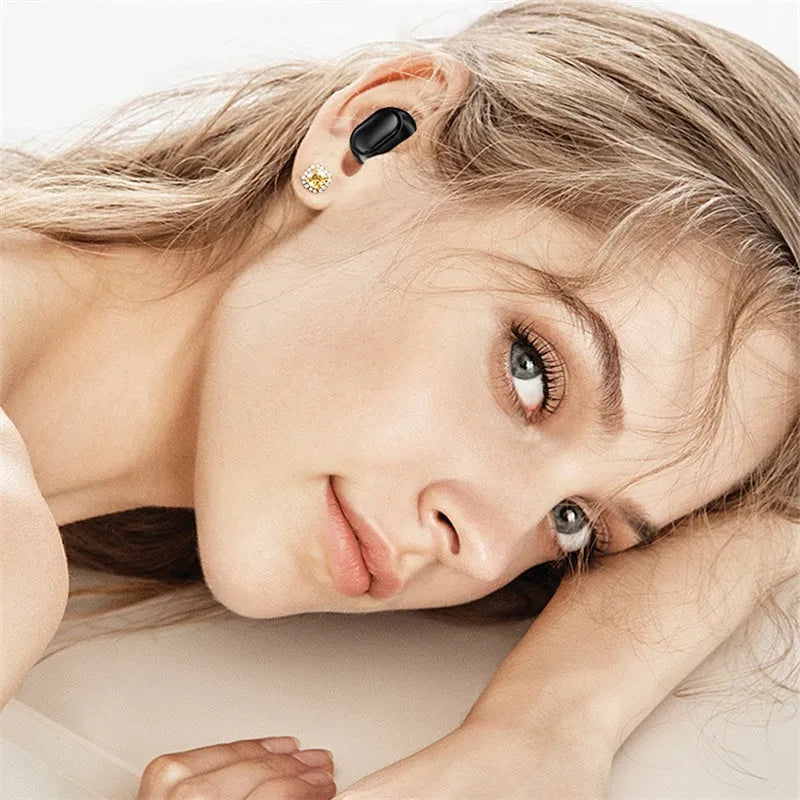 Black XT01 TWS earphone with digital display charging bay, Bluetooth V5.0, and white and blue button light