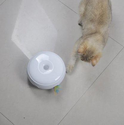 Electric cat toy with automatic donut turntable and feather accessories