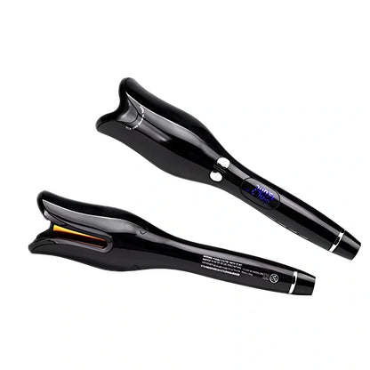 Blue automatic ceramic rotating curling iron with digital display and 2.5 cm barrel for anti-scald curls in 15 seconds