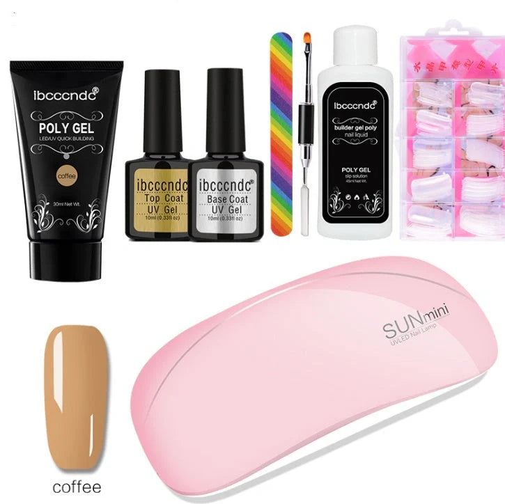 100-piece scaled nail crystal set with painless extension glue in six colours