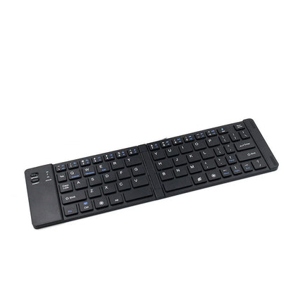 Compact, foldable Bluetooth wireless keyboard with a sleek, minimalist design for use with UK mobile devices