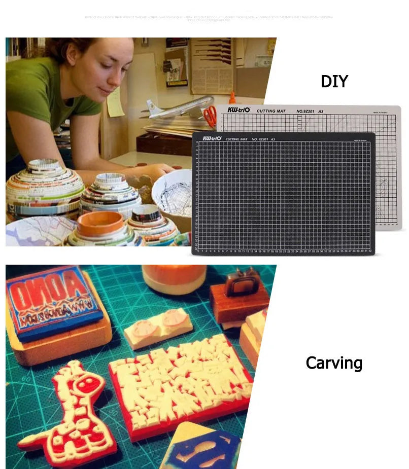 A3 self-healing cutting mat with green centimetre grid lines for precision cutting and drafting