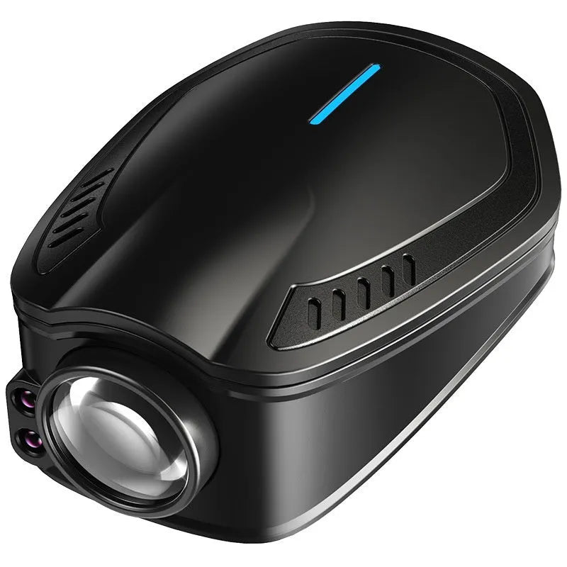 Black car ambient light laser projector unit with electronic components for vehicle installation
