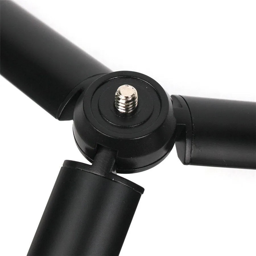 Black aluminium mobile phone tripod with PTZ adjustments for handheld stabilisation