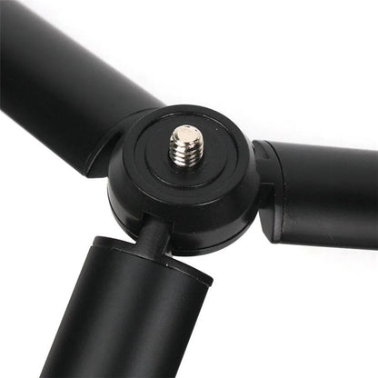 Black aluminium mobile phone tripod with PTZ adjustments for handheld stabilisation