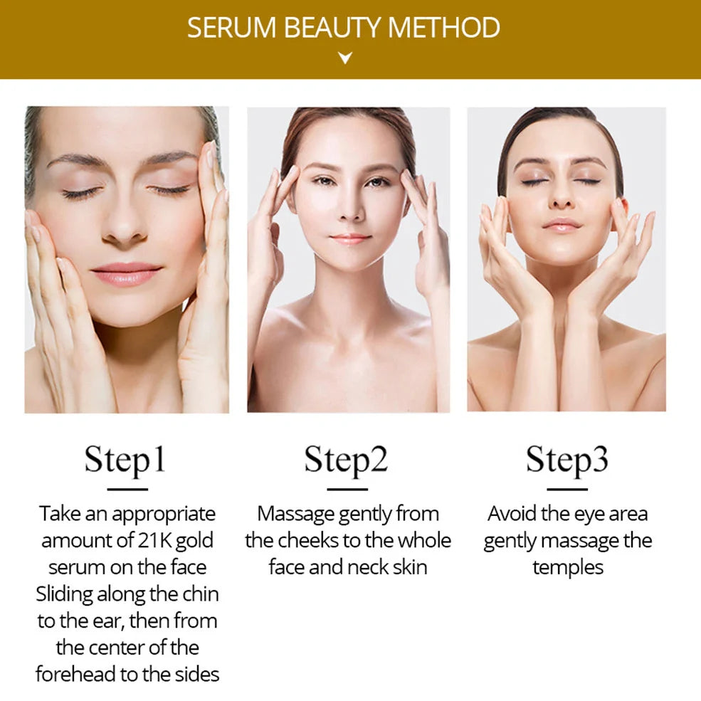 4K Gold Serum bottle with 24K pure gold formula for skin tightening and brightening