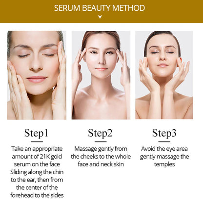 4K Gold Serum bottle with 24K pure gold formula for skin tightening and brightening