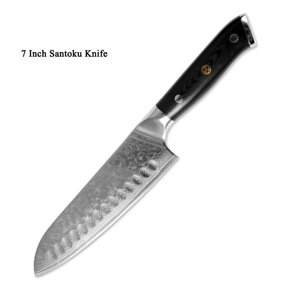 Premium Japanese Damascus steel kitchen knife set for professional and home use