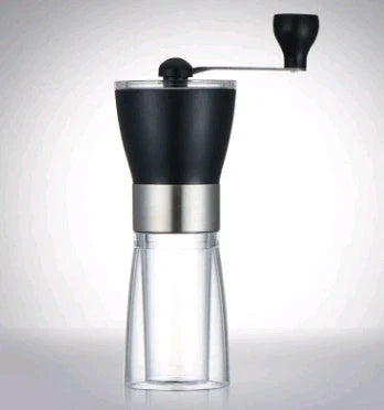 Handheld coffee and pepper grinder with adjustable grind size, compact design