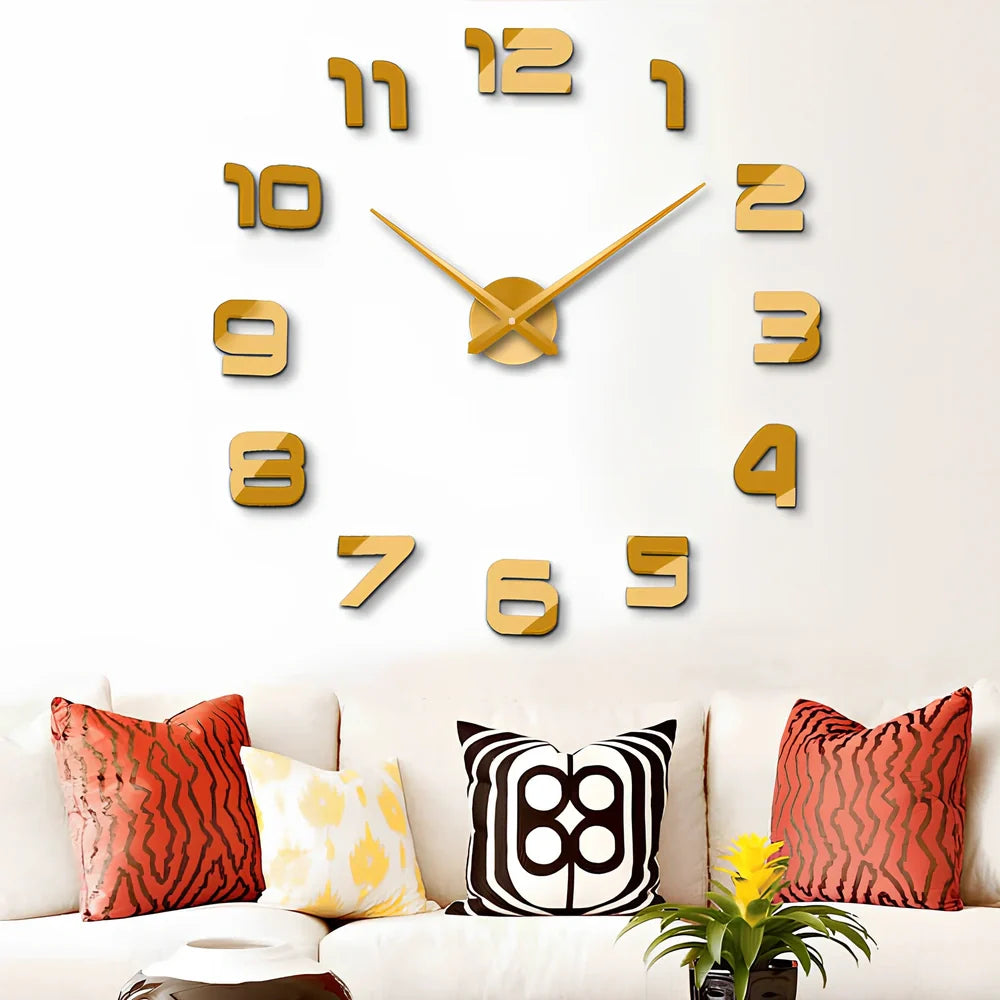 25-inch solar wall clock with laser-engraved markings and European round design in black finish