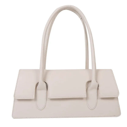 Women's black PU leather square shoulder bag with stitching detail and single strap