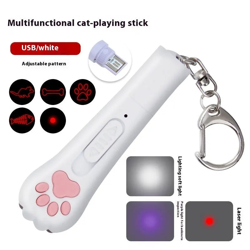 Infrared cat laser teasing stick with five patterns including cat footprints design