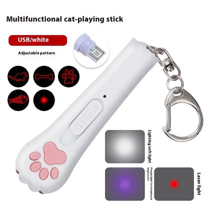 Infrared cat laser teasing stick with five patterns including cat footprints design