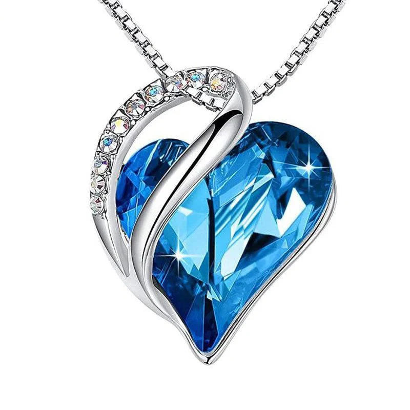 925 silver heart-shaped geometric necklace for women, available in multiple colours