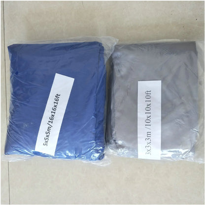Blue polyester shade sail measuring 3x4 metres with curved square shape