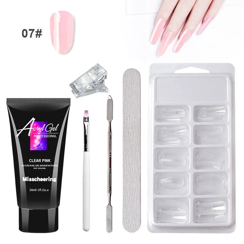 Salon-quality gel nail art kit with dual-light nail lamp, 18-piece tool set, and eco-friendly, non-toxic formula