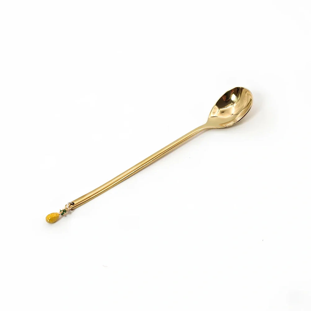 Christmas spoon set with silver and gold finishes, 135mm long stainless steel dessert utensils