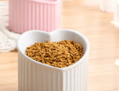 Elevated ceramic pet bowl with tilted design for comfortable and healthy feeding