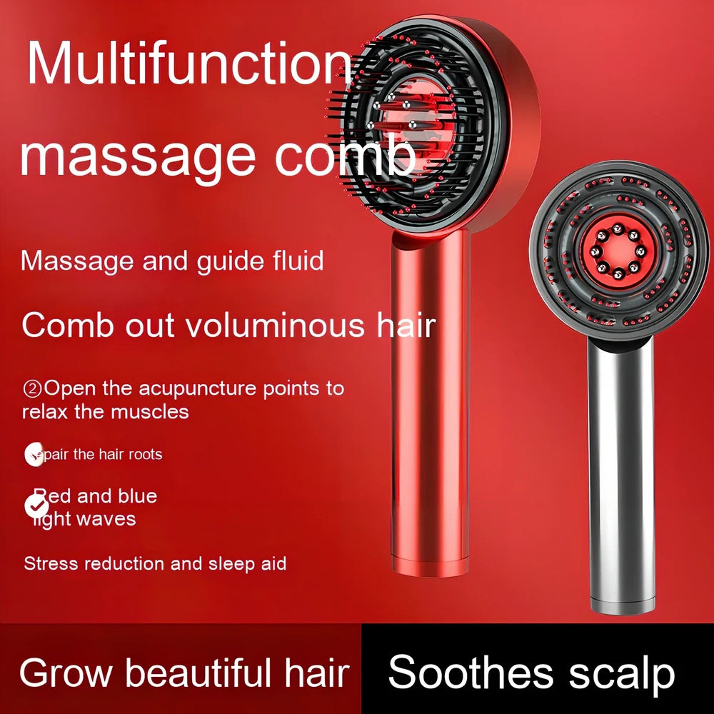 Fluffy comb scalp massager with infrared light therapy measuring 230mm × 85mm × 45mm