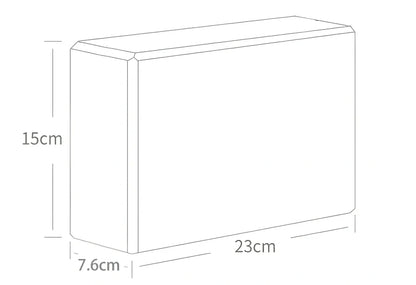 Black yoga brick with mandala pattern, 23cm long with textured surface for secure grip during yoga practice