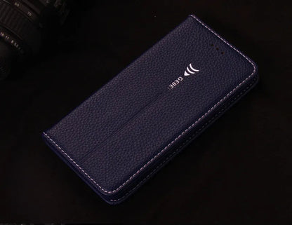 Business wallet phone case for iPhone with card slots in imported PU leather