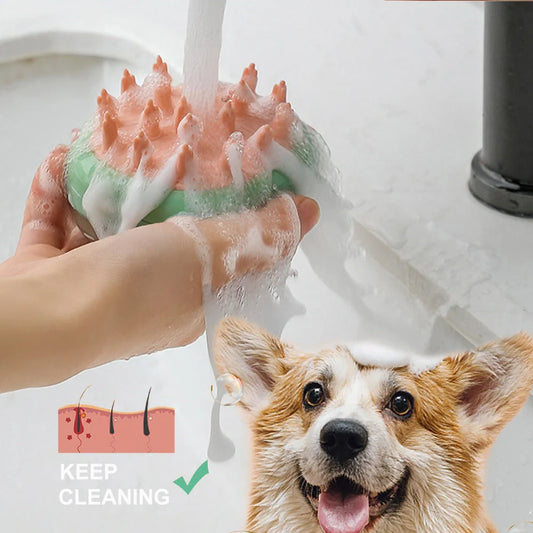 2 In 1 Pet Cleaning Brush with Shampoo Dispenser for cats and dogs