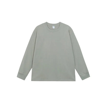 Men's loose fit solid colour cotton long sleeve t-shirt on a hanger