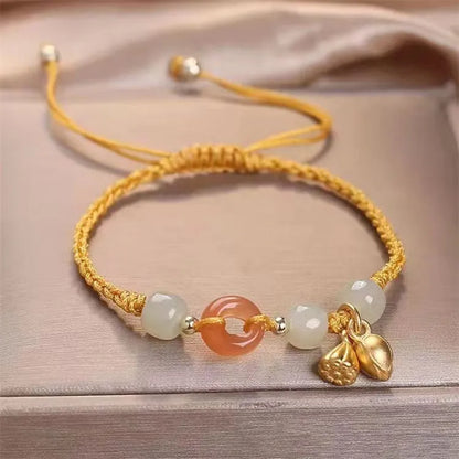 Hetian jade peace buckle bracelet with constellation design on blue strap
