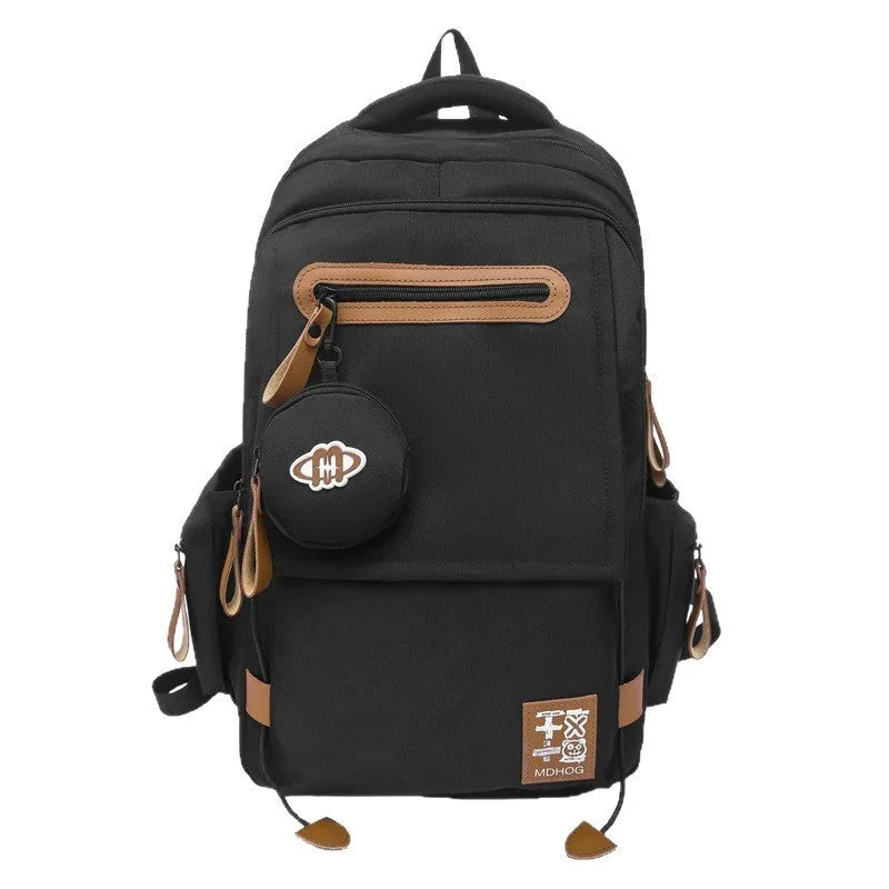 Large capacity waterproof nylon leisure travel backpack with contrast stitching in multiple colour options