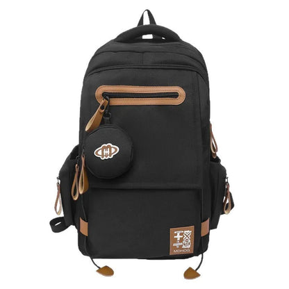 Large capacity waterproof nylon leisure travel backpack with contrast stitching in multiple colour options