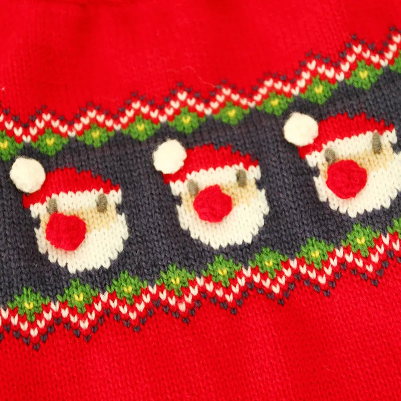 Christmas dog sweater in Santa Claus red polyester, casual pet jumper available in sizes S to XL