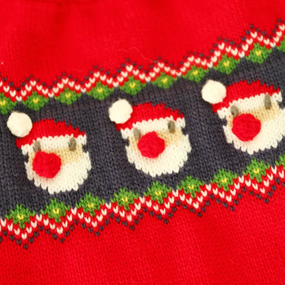 Christmas dog sweater in Santa Claus red polyester, casual pet jumper available in sizes S to XL